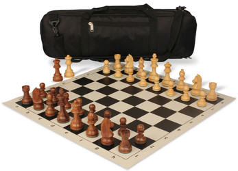 Image of ID 1310350200 German Knight Carry-All Chess Set Golden Rosewood & Boxwood Pieces - Black