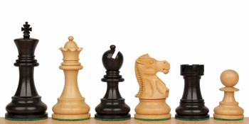 Image of ID 1310350218 Deluxe Old Club Chess Set with Ebonized & Boxwood Pieces - 325" King