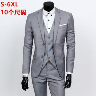 Image of ID 1312687918 Suit Set: Button-Up Blazer + Vest + Slim-Fit Dress Pants