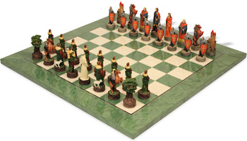 Image of ID 1322433625 Robin Hood Theme Chess Set with Green & Erable High Gloss Deluxe Board