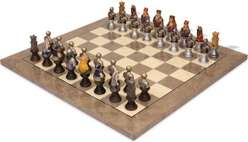 Image of ID 1322433633 Medieval Bust Theme Chess Set with Gray & Erable High Gloss Deluxe Board