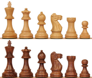 Image of ID 1326674092 Parker Staunton Chess Set in Golden Rosewood & Boxwood - 325" King