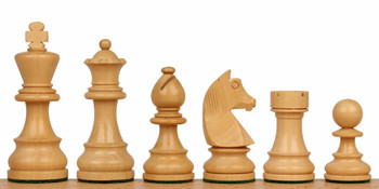 Image of ID 1326674105 German Knight Staunton Chess Set with Ebonized & Boxwood Pieces - 275" King