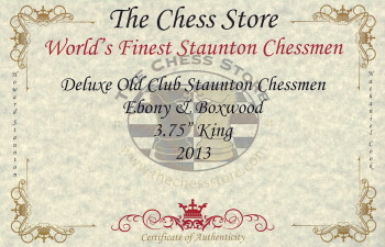 Image of ID 1329724904 Deluxe Old Club Staunton Chess Set Ebony & Boxwood Pieces with Walnut Chess Box - 375" King