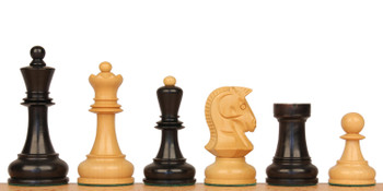 Image of ID 1329925054 Dubrovnik Staunton Chess Set Ebonized & Boxwood Pieces with Mahogany Molded Edge Chess Board & Box - 39" King