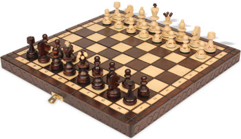 Image of ID 1335601691 Small Pearl Traditional Folding Chess Set - Brown