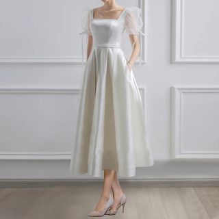 Image of ID 1337517967 Puff-Sleeve Square-Neck A-Line Wedding Dress (Various Designs)