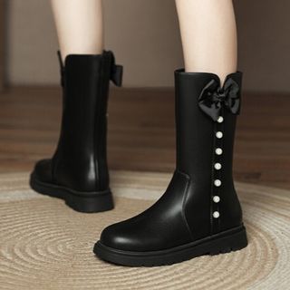 Image of ID 1340014796 Bow Faux Pearl Mid-Calf Boots