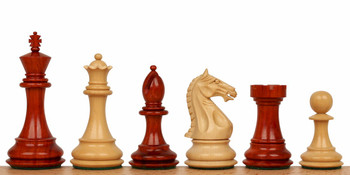 Image of ID 1340616304 Fierce Knight Staunton Chess Set with Padauk & Boxwood Pieces - 3" King