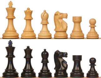 Image of ID 1340616306 Fischer-Spassky Commemorative Chess Set with Ebonized & Boxwood Pieces - 375" King