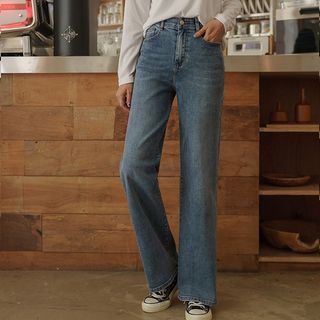 Image of ID 1345238850 Washed Straight-Leg Jeans
