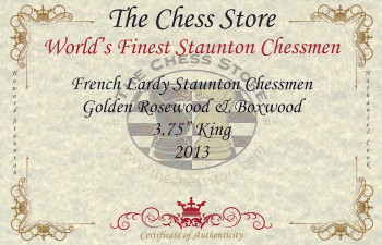 Image of ID 1347070026 French Lardy Staunton Chess Set Golden Rosewood & Boxwood Pieces with Walnut Chess Box - 375 King
