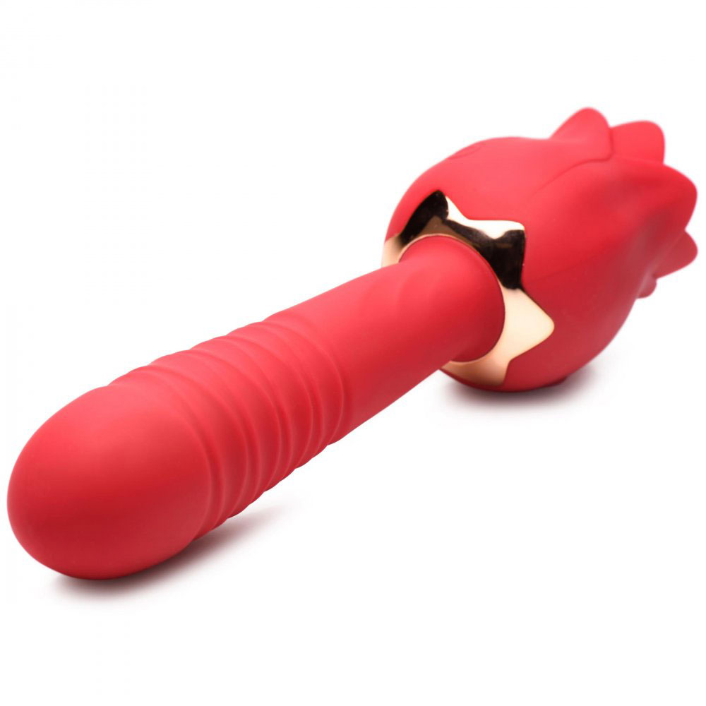 Image of ID 1347770207 Bloomgasm Racy Rose Thrust and Lick Vibrator - Red