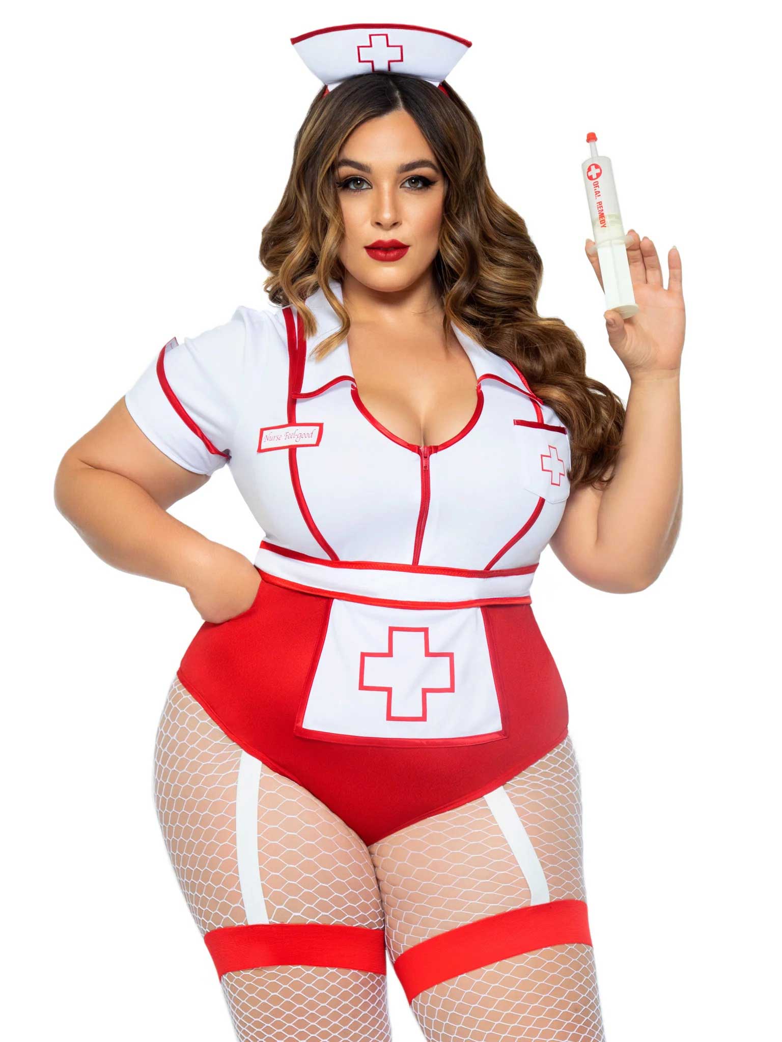 Image of ID 1347771348 Plus Nurse Feelgood Sexy Costume - 3x/4x - White / Red