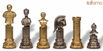Image of ID 1351828565 Roman Emperor Bust Theme Metal Chess Set by Italfama