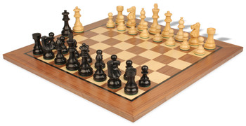 Image of ID 1352753729 French Lardy Staunton Chess Set Ebonized & Boxwood Pieces with Classic Walnut Board - 275" King