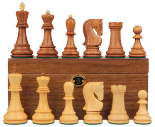 Image of ID 1352753748 Zagreb Series Chess Set Golden Rosewood & Boxwood Pieces with Classic Walnut Board & Box - 325" King