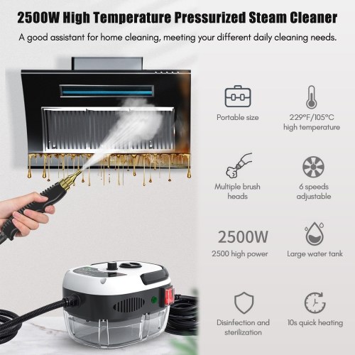 Image of ID 1352894523 2500W Portable Handheld Steam Cleaner High Temperature Pressurized Steam Cleaning Machine with Brush Heads and Gloves for Kitchen Furniture Bathroom Car