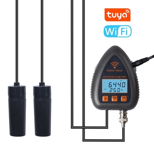 Image of ID 1352894973 Tuya WiFi 5in1 Water Quality Online Monitor PH Total Dissolved Solids SG EC Temperature Test Meter Multi-functional Mariculture Tester for Drinking Water Aquarium Aquaculture Swimming Pool