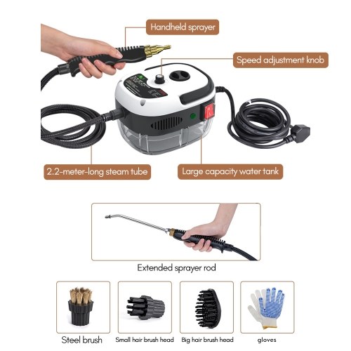 Image of ID 1352895387 2500W Portable Handheld Steam Cleaner High Temperature Pressurized Steam Cleaning Machine with Brush Heads and Gloves for Kitchen Furniture Bathroom Car