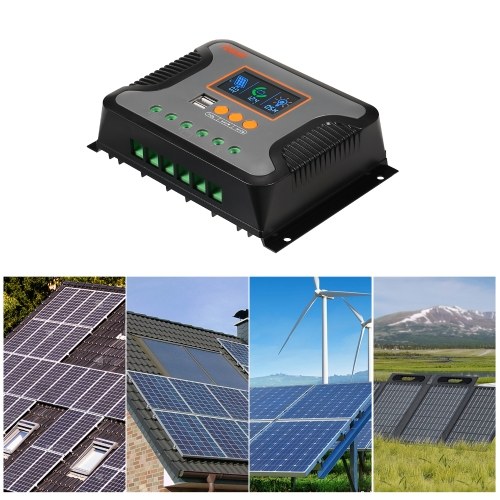 Image of ID 1352895488 30A Solar Power Controller PWM Battery Charging Controller 12V-48V Lithium Battery Solar Charge Controller with Bulk/Boost/Float Charge LCD Display 12V/24V/36V/48V Auto Detection Dual 5V USB Output Controller