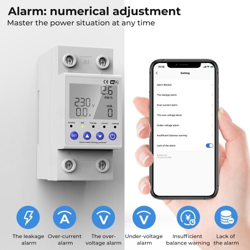 Image of ID 1352895707 Tuya WiFi Intelligent Automatic Reclosing Protector Multifunctional Current Voltage Monitoring Power Meter Protections Values Settable Mobilephone APP Control Compatible with Alexa Google Assistant for Voice Control