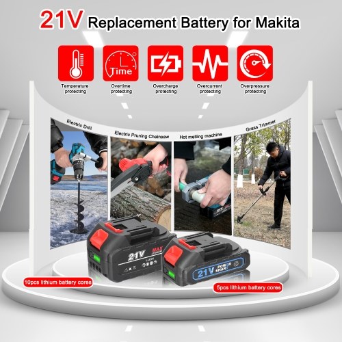 Image of ID 1352896021 21V Rechargeable Lithium Battery and Battery Adapter Set Electric Power Tool Replacement Battery with Battery Level Indicator Light