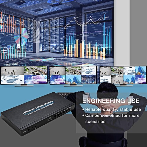 Image of ID 1352896147 8x1 HDMI 4K Quad Multi-viewer Screen Divider 8 Screen Splitter with Seamless Switching