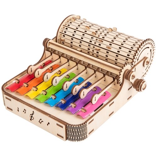Image of ID 1352896244 8-Tone Xylophone Piano DIY Kit 8-Note Colorful Xylophone Hand Crank Vintage Wooden Glockenspiel Kits