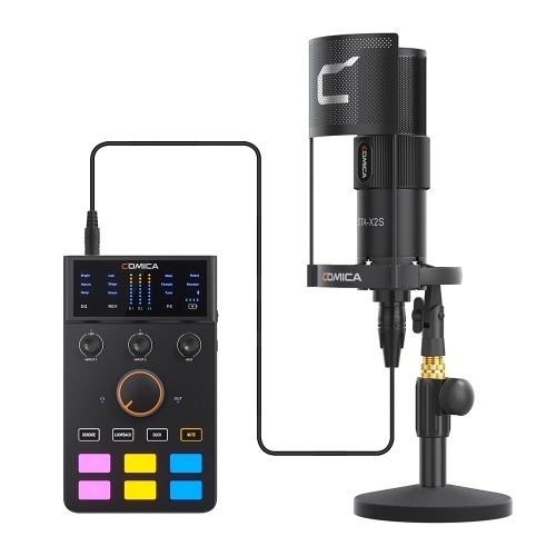 Image of ID 1352896374 COMICA AD Caster C1-K1 Audio Mixer with Microphone Shock Mount Pop Filter And Desk Stand
