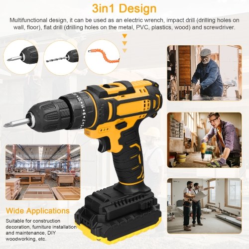 Image of ID 1352896559 Household 3in1 Multifuctional 21V Electric Drill 3 Working Modes 2 Speed Control Stepless Speed Regulation Rotation Ways Adjustment 25 Gears of Torques Adjustable Lithium Screwdriver