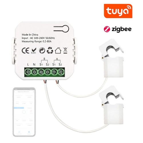 Image of ID 1352896695 Tuya ZiGBee Intelligent Energy Meter Solar PV System Power Production Consumption Bidirectional Monitoring Meter Mobilephone APP Control Power Monitor with CT