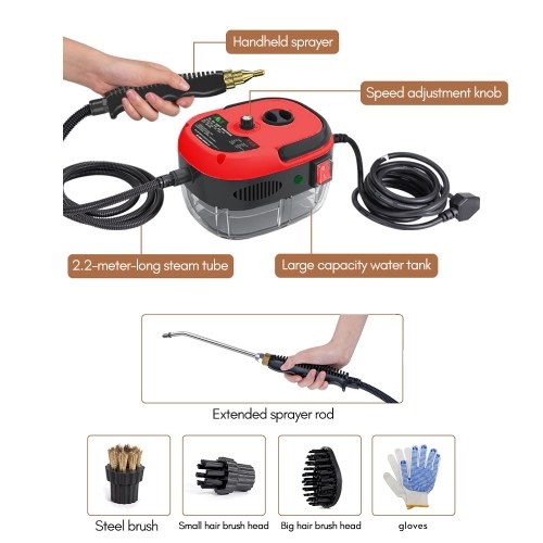 Image of ID 1352897009 2500W Portable Handheld Steam Cleaner High Temperature Pressurized Steam Cleaning Machine with Brush Heads and Gloves for Kitchen Furniture Bathroom Car