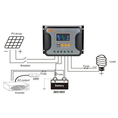 Image of ID 1352897106 80A Solar Power Controller PWM Battery Charging Controller 12V-48V Lithium Battery Solar Charge Controller with Bulk/Boost/Float Charge LCD Display 12V/24V/36V/48V Auto Detection Dual 5V USB Output Controller