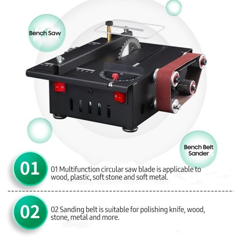 Image of ID 1352898187 150W Mini Bench Saw and Belt Sander Variable Speed Circular Table Saw 30mm Cutting Depth DIY Benchtop Sanding Machine (Luxury)
