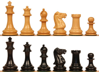 Image of ID 1355100278 1849 Heirloom Staunton Chess Set Ebony & Boxwood Pieces - 35" King