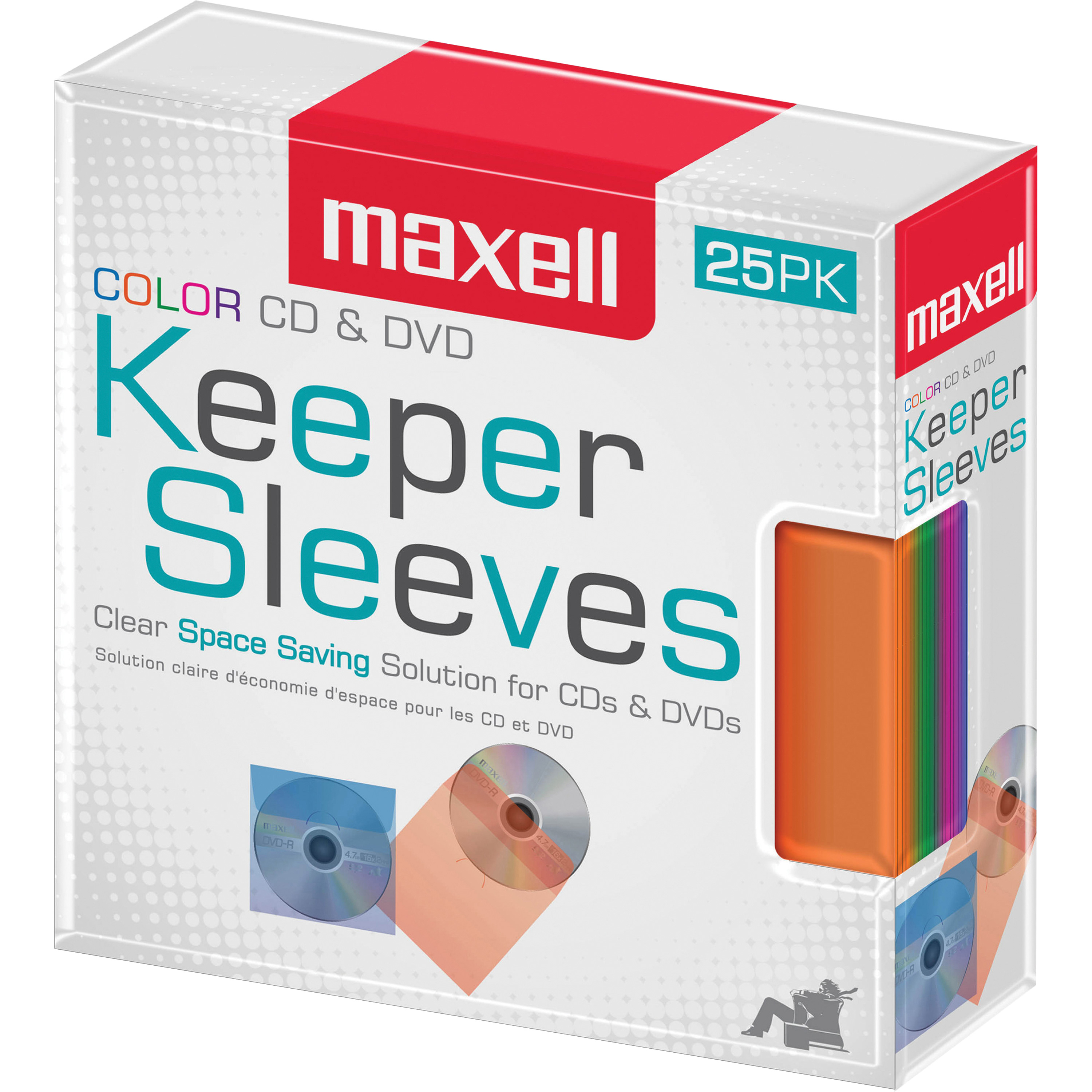 Image of ID 1355805021 1000 Maxell CD/DVD Assorted Colors Keeper Sleeves