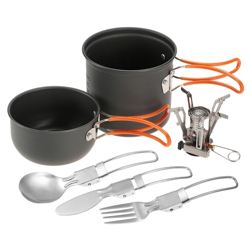 Image of ID 1356258638 Mini Camping Stove Cooking Pot Foldable Spoon Fork Cutter Cookware Set for Outdoor Camping Hiking Backpacking Picnic
