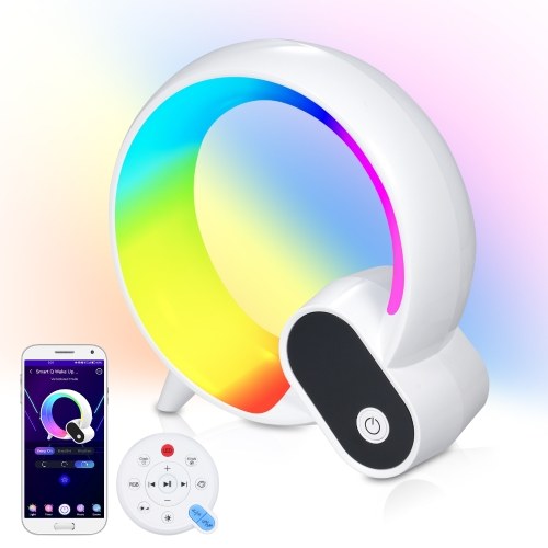 Image of ID 1356258702 RGBCW Wake-Up Light Ambient Lights Alarm Clock Time Display White Noise Machine Wireless BT Speaker APP Control Remote Control Timer Countdown Function