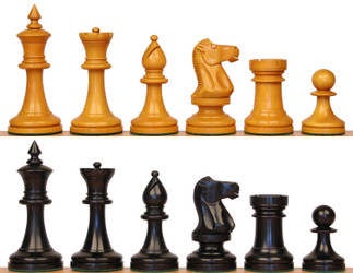 Image of ID 1358304145 The Cambridge Springs Antique Reproduction Chess Set with Ebonized & Aged Boxwood Pieces - 4" King