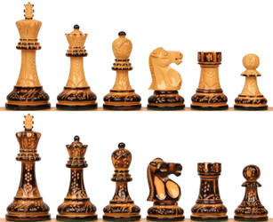Image of ID 1358304160 Reykjavik Series Chess Set with Burnt Boxwood Pieces- 375" King