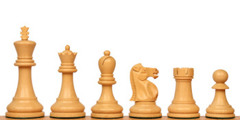 Image of ID 1358304178 Reykjavik Series Chess Set with Crimson & Boxwood Pieces- 375" King
