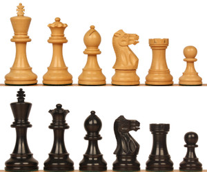 Image of ID 1359337452 Parker Staunton Chess Set in Ebonized Boxwood & Boxwood - 375" King