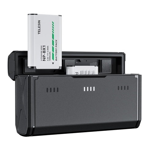 Image of ID 1360781049 TELESIN CMR-001 2pcs NP-BX1 Batteries + 3-Slot Battery Charger with Card Slots and USB Port