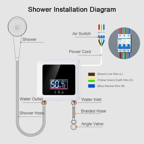 Image of ID 1360781281 Instant Water Heater 5500W Mini Electric Tankless Water Heater Wall-Mounted LED Display Support Thermostat Mode/Power Adjustment for Home Kitchen Bathroom