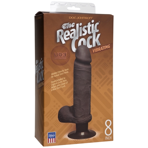 Image of ID 1363043101 The Realistic Cock Ultraskyn Vibrating 8" - Chocolate