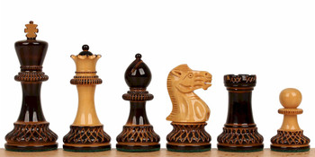 Image of ID 1368742034 Parker Staunton Chess Set in Burnt Boxwood & Boxwood - 375" King