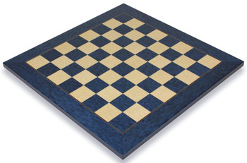 Image of ID 1370606489 Blue Ash Burl & Erable High Gloss Deluxe Chess Board - 175" Squares
