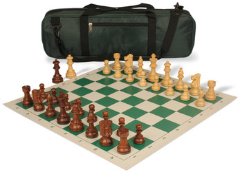 Image of ID 1370903310 French Lardy Carry-All Chess Set Golden Rosewood & Boxwood Pieces - Green