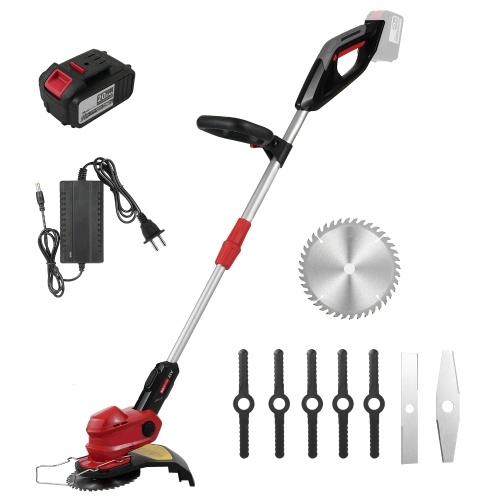 Image of ID 1375547167 Electric Weed Wacker Cordless 21V Weed Eater Battery Powered with Powerful Brushless Motor with Adjustable Length and 4 Types Blades Grass Trimmer for Garden Clearing Weeds Flower